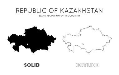 Kazakhstan map. Blank vector map of the country. Borders of Kazakhstan for your infographic. Vector illustration.