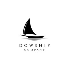 Silhouette of Dhow logo design, Traditional Sailboat from Asia / Africa