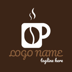 Coffee cup and coffee bean logo design 
