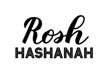 Rosh Hashanah Jewish holiday New Year lettering isolated on white. Easy to edit vector template for banner, typography poster, greeting card, invitation, flyer, t-shirt.