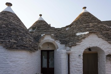 ALBEROBELLO, ITALY - AUGUST 27 2017: facade of a traditional house in south Italy