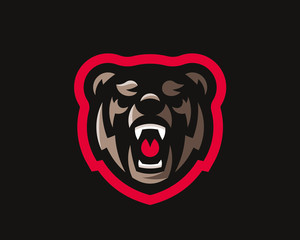 Bear modern logo. Grizzly design emblem template for a sport and eSport team.