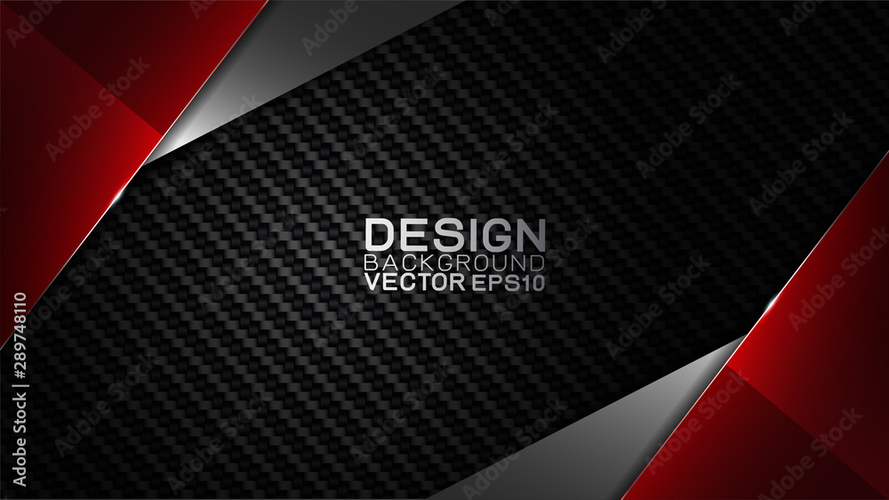 Poster vector design trendy and technology concept. frame border dimension by carbon fiber texture shiny re
