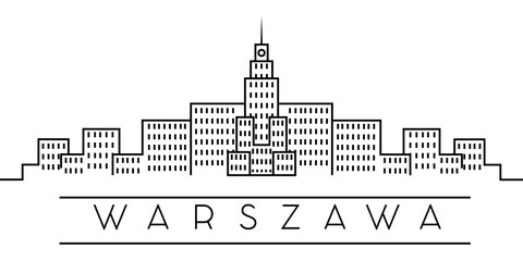 City of Europe, Warszawa line icon on white background