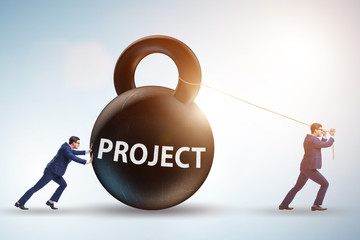 Businessman trying to deliver difficult project