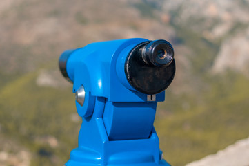 blue panoramic public binocular for panoramic view observe