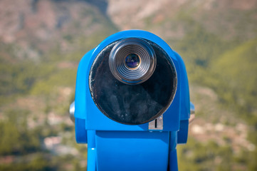 blue panoramic public binocular for panoramic view observe
