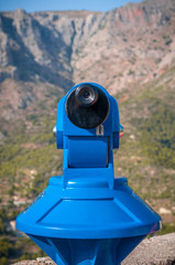 blue panoramic public binocular for panoramic view observe