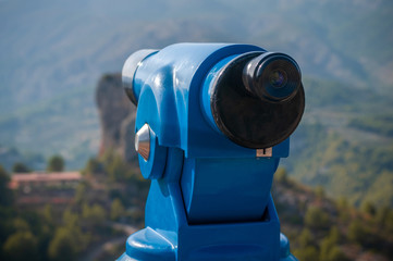 blue panoramic public binocular for panoramic view observe