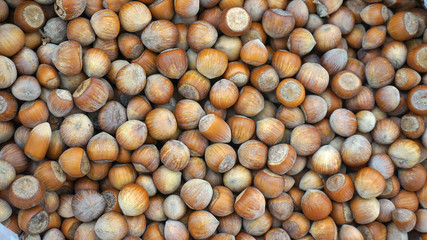 close-up of shelled nuts, large amounts of shelled nuts