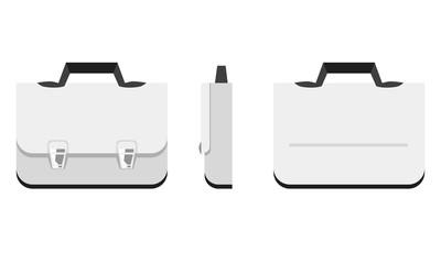 school satchel .universal white backpack front, back and side veiw. Bag mockup. base color, lifestyle . vector illustration