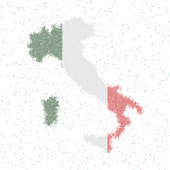 Map of Italy. Mosaic style map with flag of Italy. Vector illustration.