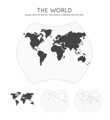 Map of The World. Larrivee projection. Globe with latitude and longitude lines. World map on meridians and parallels background. Vector illustration.