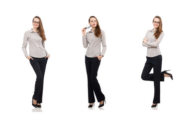Fototapeta premium Working lady isolated on white