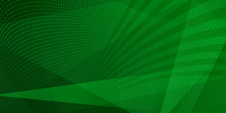 Abstract background of intersecting lines, polygons and dots in green colors