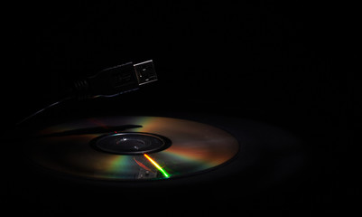 data transfer, hacking information, CD-compact disc and USB-input