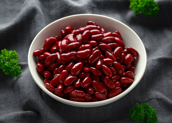 Canned Red Kidney Beans in white bowl