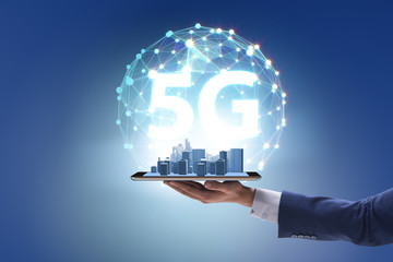 5G mobile technology concept - high internet speed