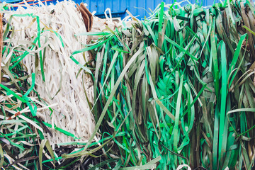 Clamp plastic screed. Tie. waste recycling press.