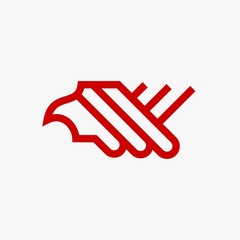 Eagle line logo design vector. Wild bird illustration symbol. Red eagle outline vector icon.