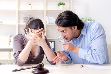 Young family in marriage divorce concept