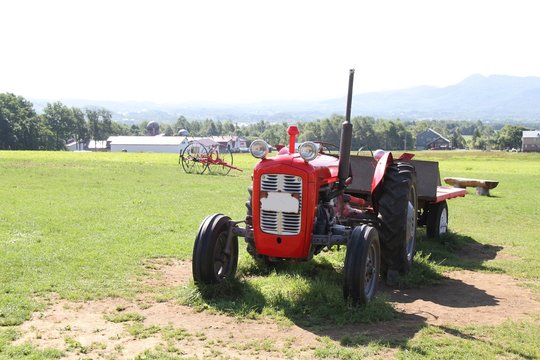 red tractor in field