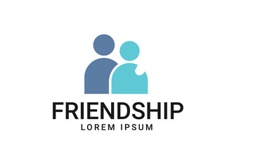 Two Friends Logo Icon People Teamwork partener Vector Illustration