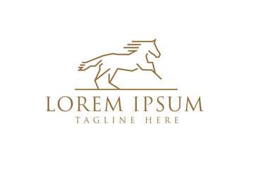 Stallion Horse Running Race Logo Vector Design Template