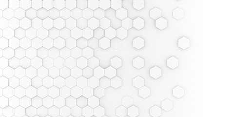 Fototapety  Bright white abstract hexagon wallpaper or background - 3d render