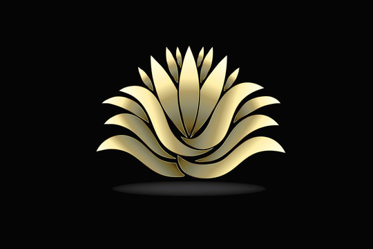 Gold lotus flower leafs and petals logo vector image design