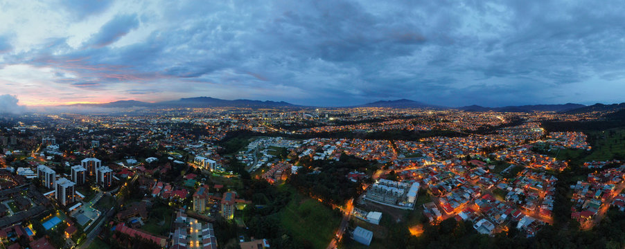 San Jose, Costa Rica Nightfall And Sunset Over The National Stadium (estadio Nacional De Costa Rica), And La Sabana