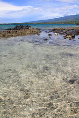 Beautiful pacific ocean road from south coast road of Savai'i, Samoa.