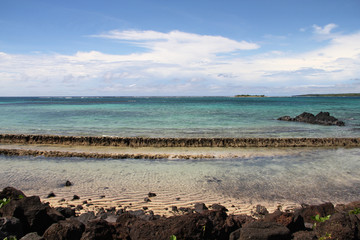 Fototapeta na wymiar Beautiful pacific ocean road from south coast road of Savai'i, Samoa.