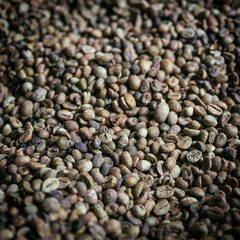 Roasted coffee beans square abstract background image