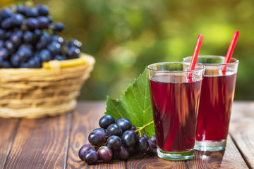 grape juice in two glasses