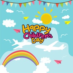 Happy Children's Day for International Children Celebration. Vector Illustration