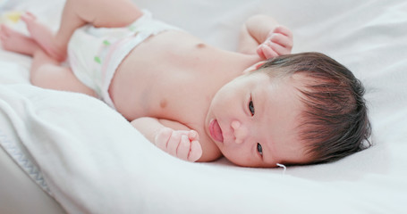 Fototapeta na wymiar Asian new born baby sleeping
