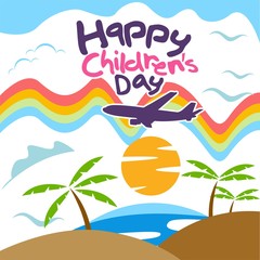 Fototapeta na wymiar Happy Children's Day for International Children Celebration. Vector Illustration
