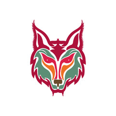 Abstract wolf head colorful logo design