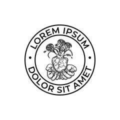 Hand and hearth growth some flowers logo hand drawn template