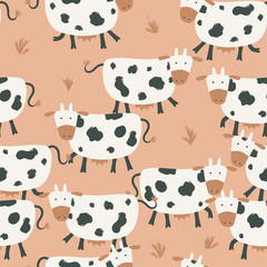 Cow Farm Animal Seamless Surface Pattern Vector
