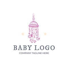 Fototapeta na wymiar Baby hanging cribs toy logo template