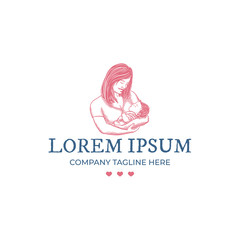 Love mother for baby carry in hand illustration logo