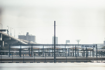 Obraz premium 나홀로 전봇대와 가지런한 풍경들 ( A telephone pole and neat landscape )
