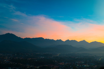 Sunset at Laung Prabang in Bird Eye View:: Mount. PhouSi view point, Laos