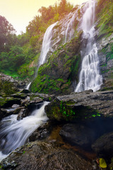 Obraz na płótnie Canvas Khlong Lan Waterfall, A waterfall in klong Lan national park of Thailand. KamphaengPhet ,Thailand.