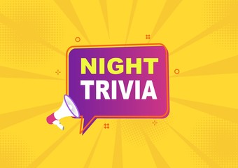 megaphone with trivia night speech bubble. 