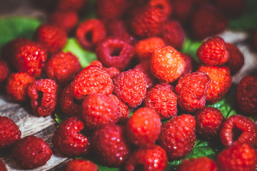 Macro photo raspberry. Texture background ripe pink raspberry.