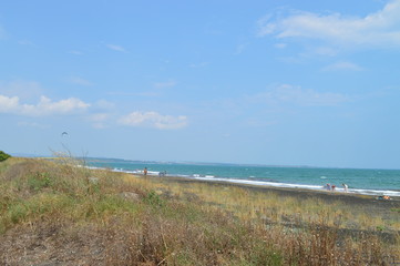 Blue Bulgarian Beach side with Black Sand