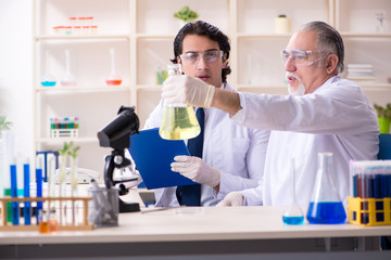 Two chemists working in the lab